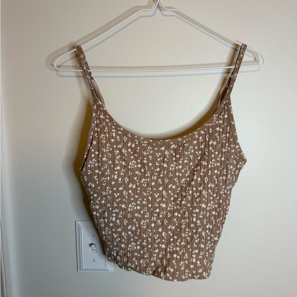 Old Navy Brown Floral Ribbed Cami